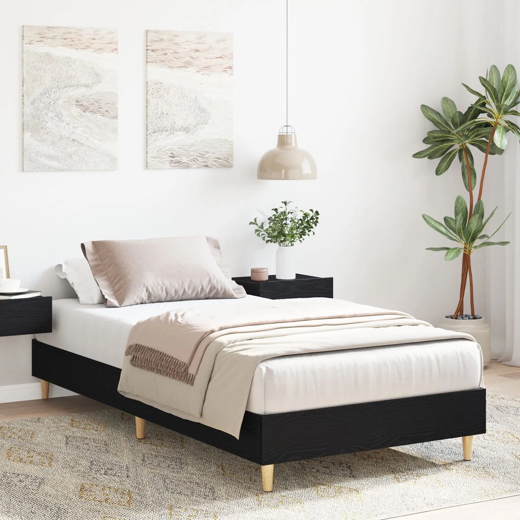 Estrutura de Cama vidaXL 90x190 cm em Madeira de Carvalho Preto