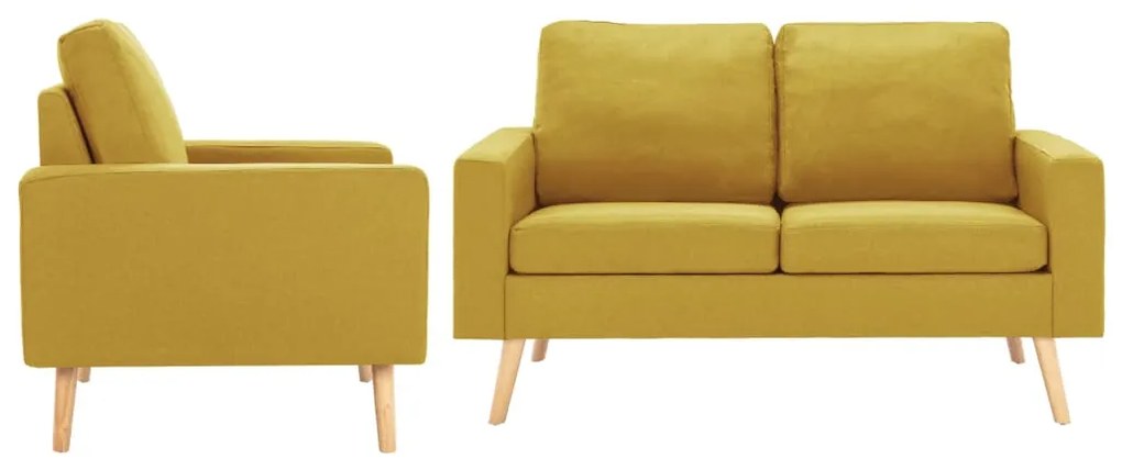 vidaXL 2 pcs conjunto de sofás tecido amarelo