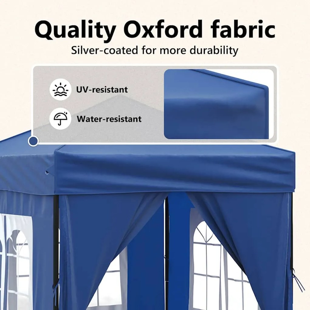 Tenda para festas dobrável com paredes laterais 2x2 m azul