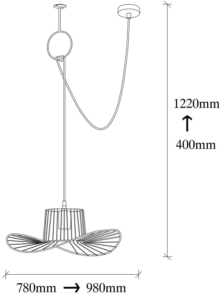 Candeeiro Tel – Preto – 98 x 38 cm