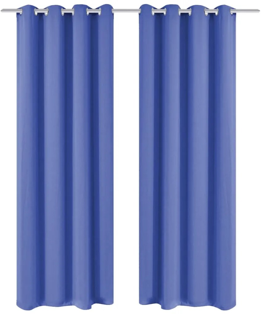 vidaXL Cortinas blackout 2 pcs com ilhós de metal 135x175 cm azul