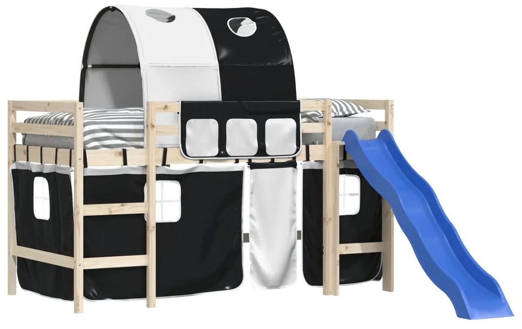 Cortinas para cama elevada com túnel poliéster branco e preto
