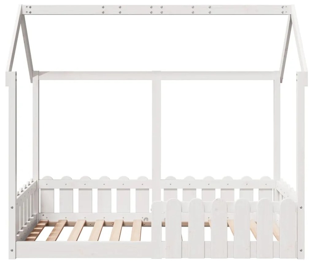 Cama infantil formato casa 80x160 cm pinho maciço branco