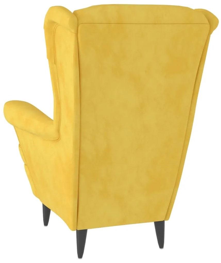 Poltrona em veludo amarelo mostarda