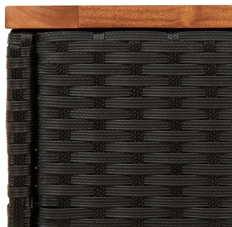 Mesa apoio jardim c/ tampo madeira 58x27,5x55 cm vime PE preto