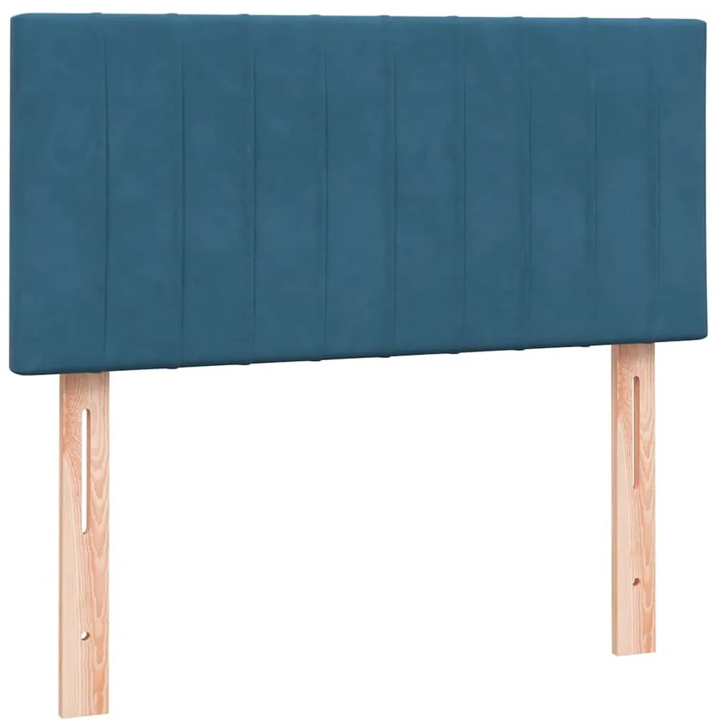 Cama com molas/colchão 90x220 cm veludo azul-escuro