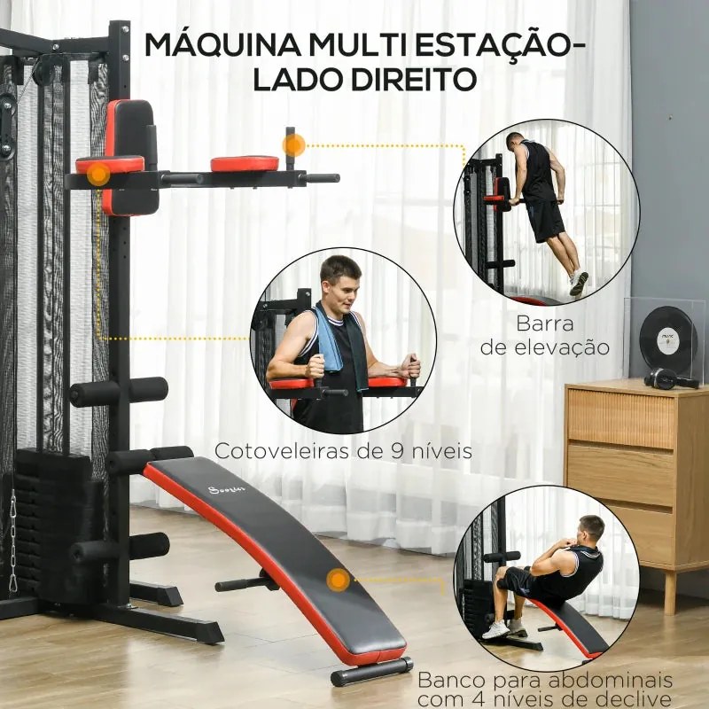 Máquina Multi Estação Ajustável com Placas de Peso de 45 kg - HomeGym