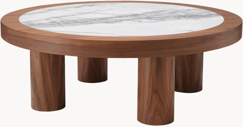 Mesa de centro redonda em madeira com tampo de mármore Presedio
