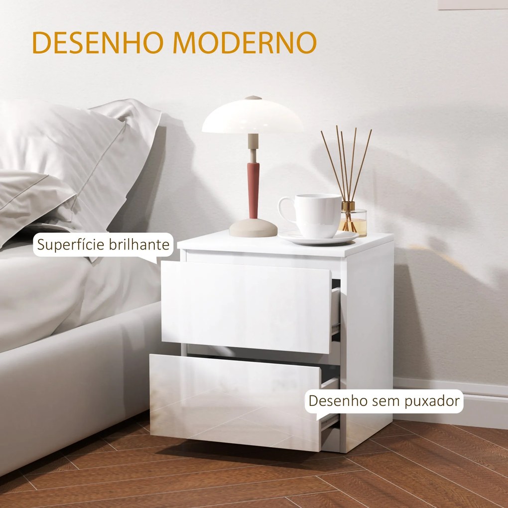 HOMCOM Mesa de Cabeceira Moderna Mesa de Cabeceira com 2 Gavetas Mesa