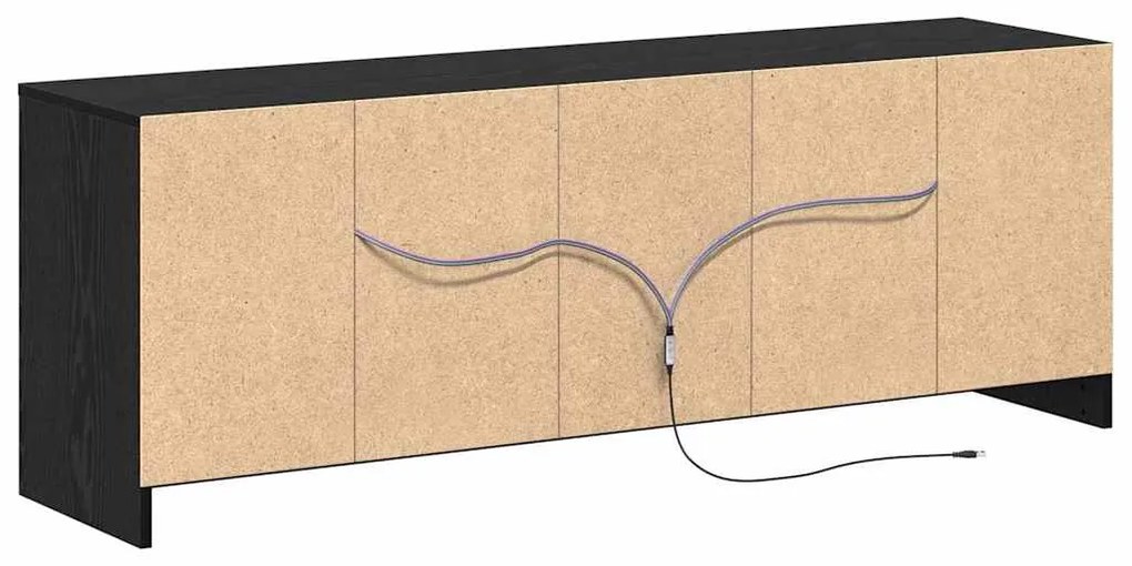 Armário de TV com LED em carvalho preto, 139,5x34x50 cm, feito de made