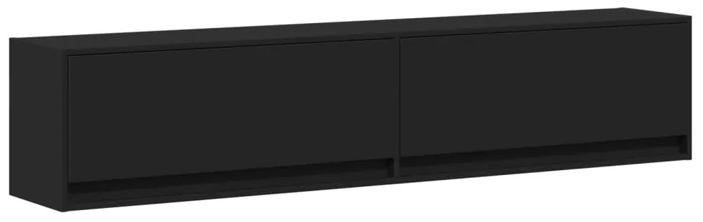 Móvel de parede para TV com luzes LED 180x31x38 cm preto