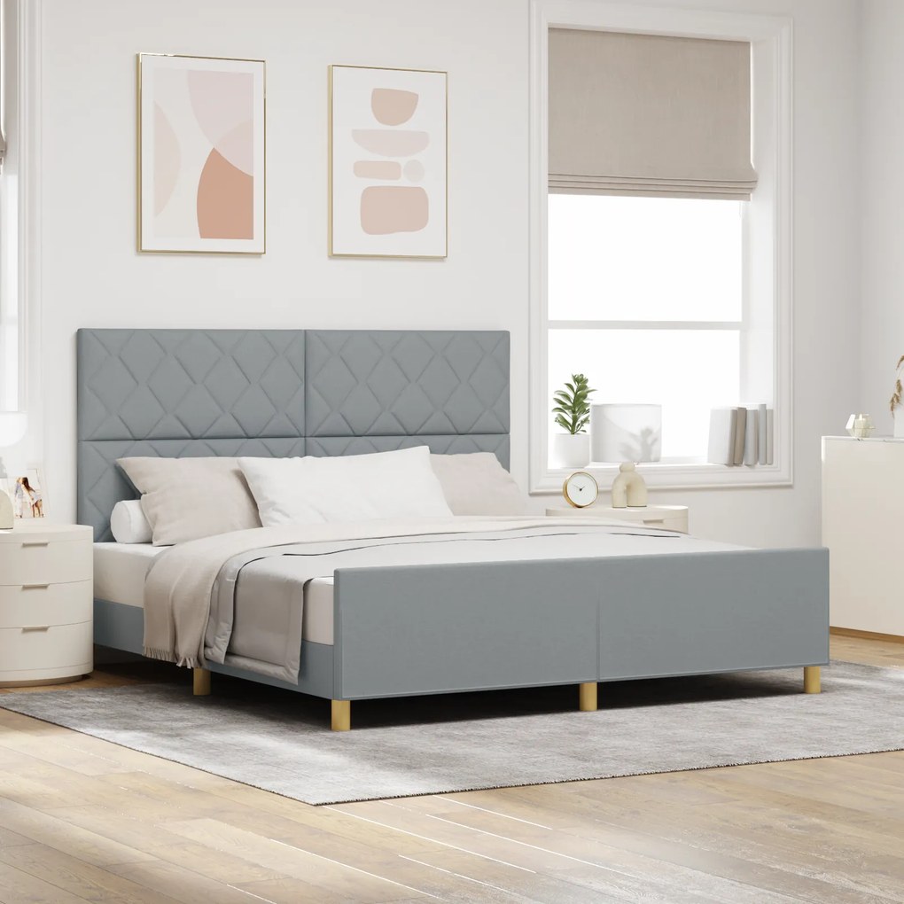 Estrutura de Cama vidaXL em Cinza Claro, 180x200 cm, Tecido