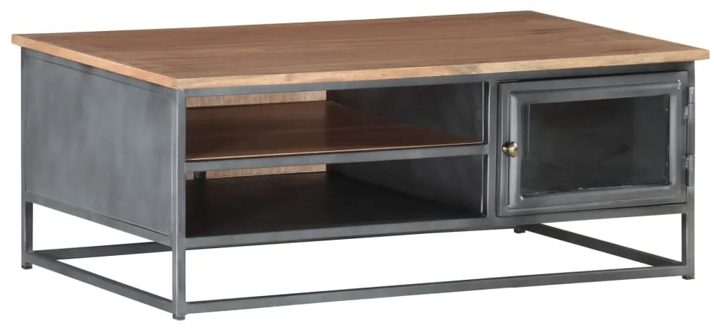 Mesa de centro 90x50x35 cm madeira de acácia maciça cinzento