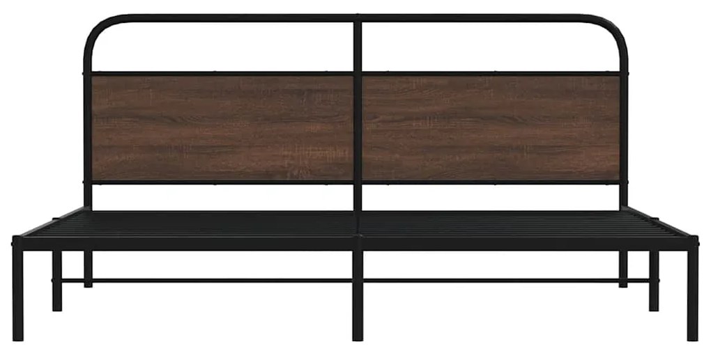 Estrutura cama sem colchão 183x213 cm metal carvalho castanho