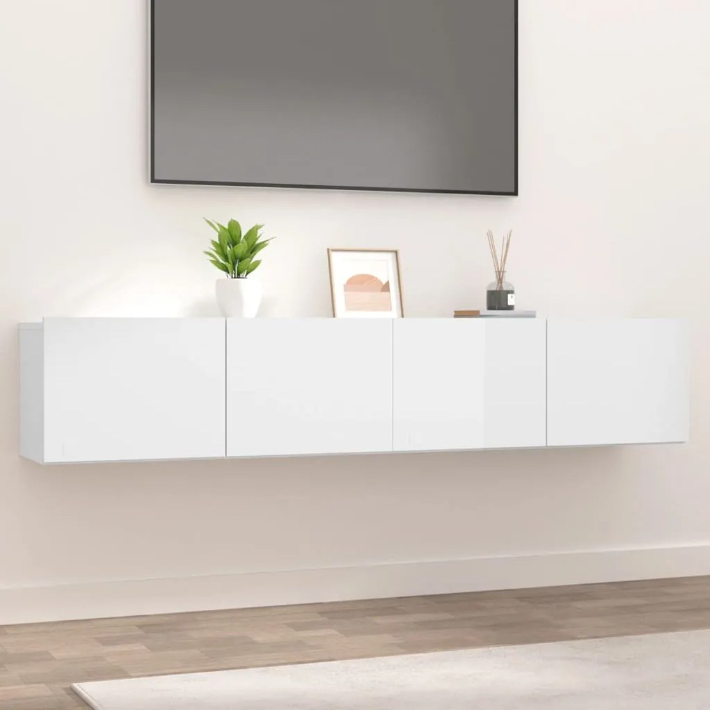vidaXL Móveis TV 2pcs 80x30x30cm derivados de madeira branco brilhante