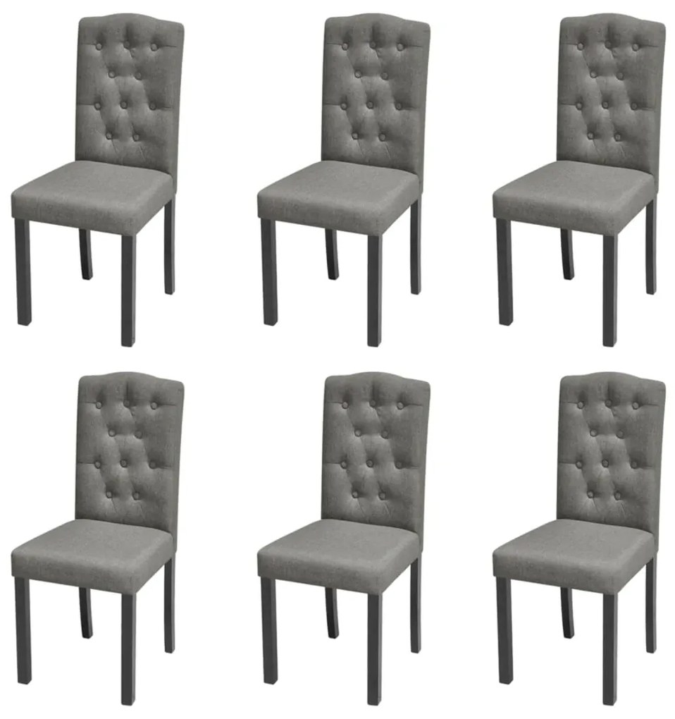 vidaXL Cadeiras de jantar 6 pcs tecido cinzento
