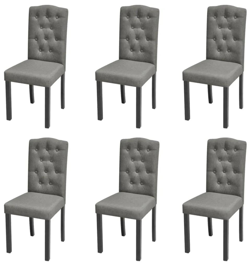 Cadeiras de jantar 6 pcs tecido cinzento