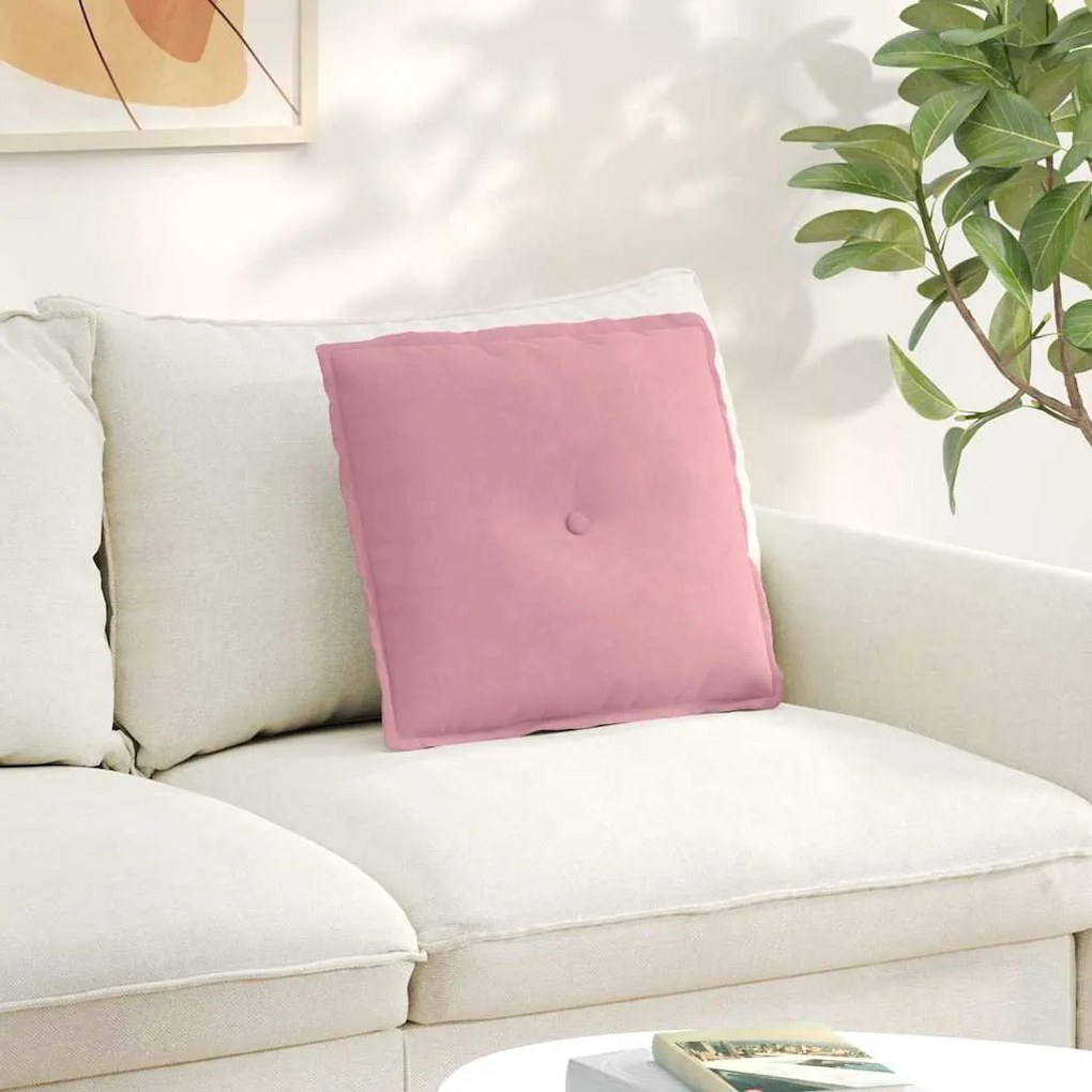 vidaXL Travesseiro para Costas Rosa 50 x 45 cm Tecido de Veludo Cotele