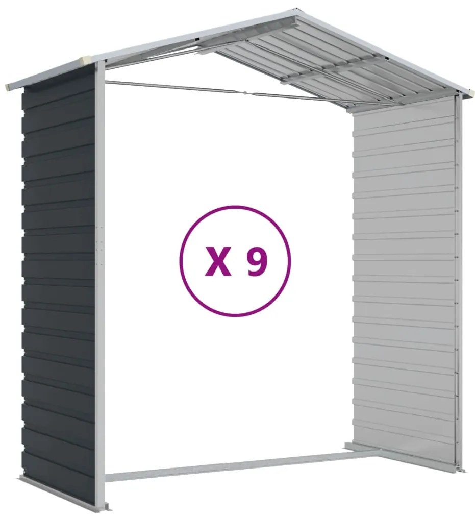 Abrigo de jardim 191x810x198 cm aço galvanizado antracite