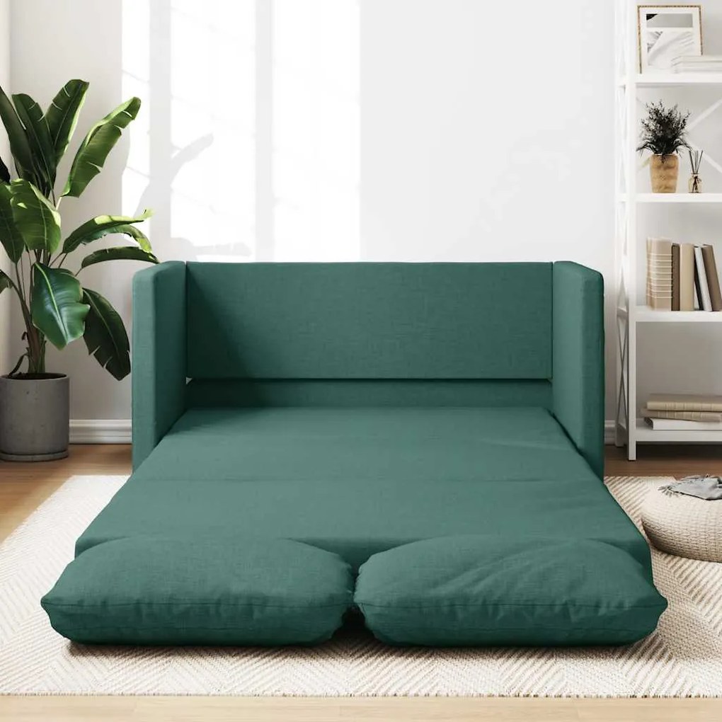 vidaXL Sofá-cama sem pés 112x174x55 cm tecido verde-escuro