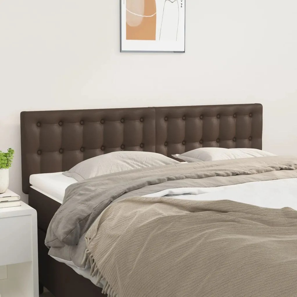 vidaXL Cabeceira de cama 2 pcs couro artificial 72x5x78/88 cm castanho