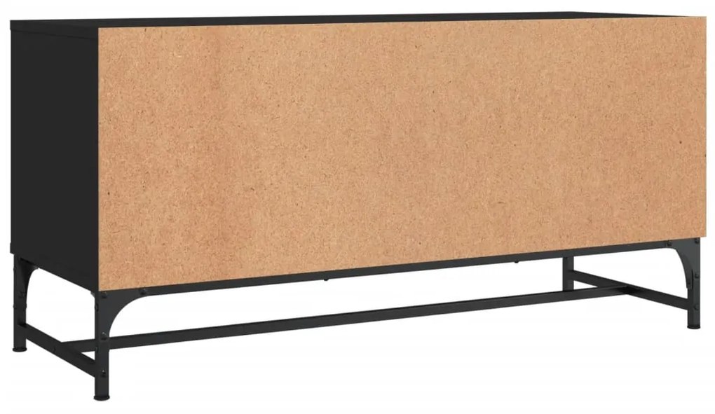 Móvel de TV c/ portas de vidro 102x37x50 cm preto