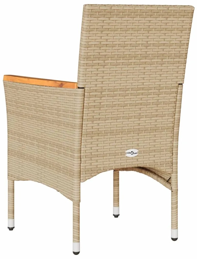 Cadeiras de jardim com almofadões 2 pcs vime PE bege