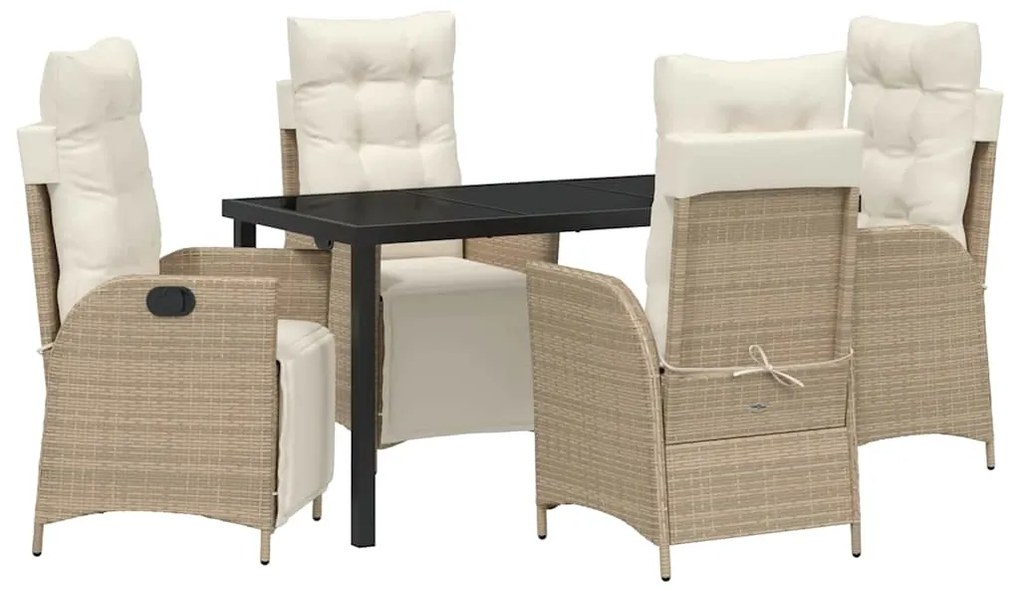 Conjunto de Jantar para Jardim com 5 Peças Bege em Rattan Sintético