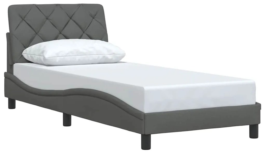 Estrutura de cama sem colchão 90x190 cm tecido cinzento-escuro