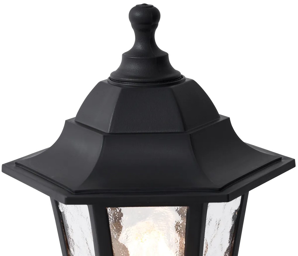Poste de exterior clássico preto 122cm IP44 - New Haven Hammered