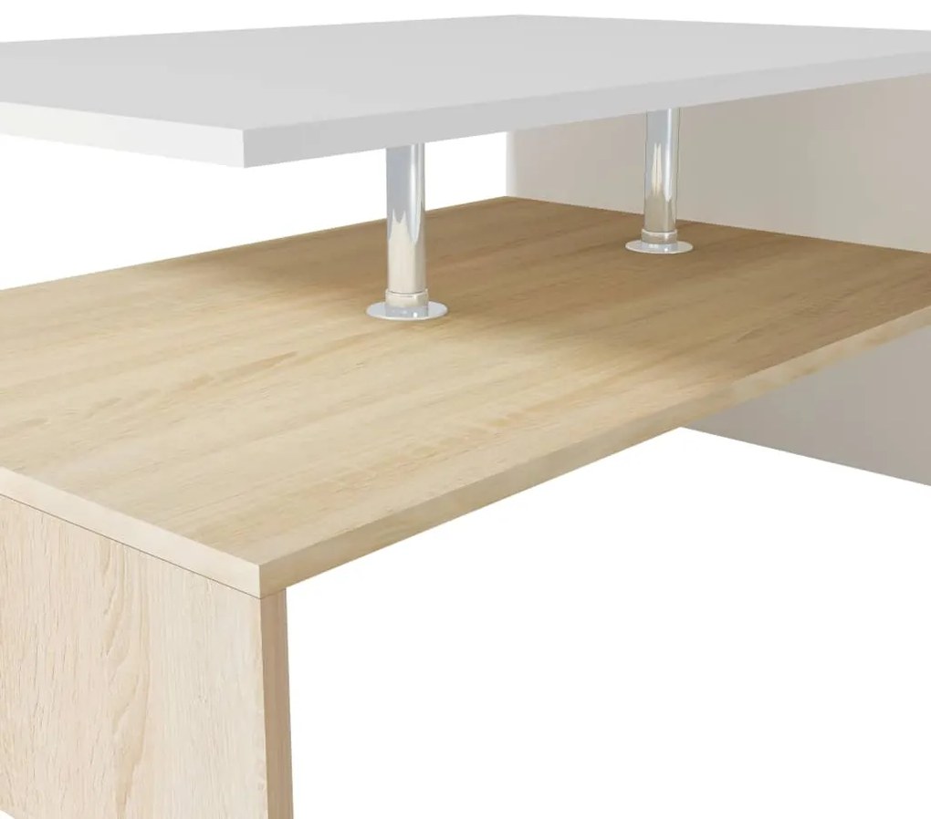 Mesa de centro derivados de madeira 90x59x42 cm carvalho/branco