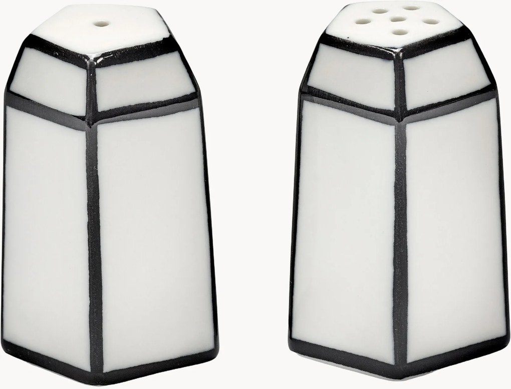 Moinhos de sal e pimenta em porcelana artesanais Carte Blanche, conjunto de 2