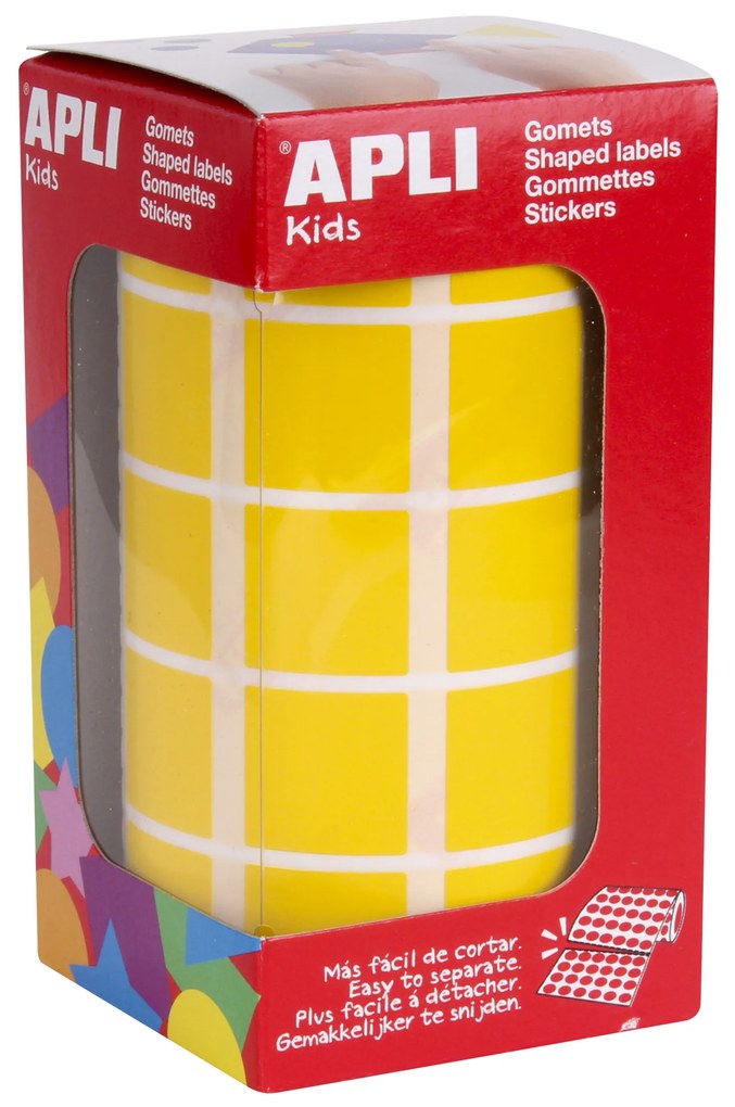Rolo Autocolantes Quadrangular Amarelo 20MM