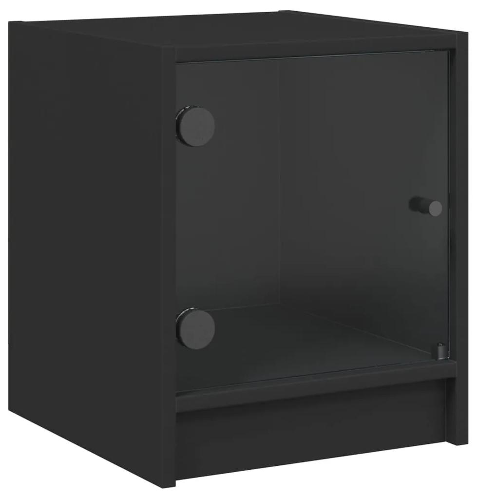 Mesa de cabeceira c/ porta de vidro 35x37x42 cm preto