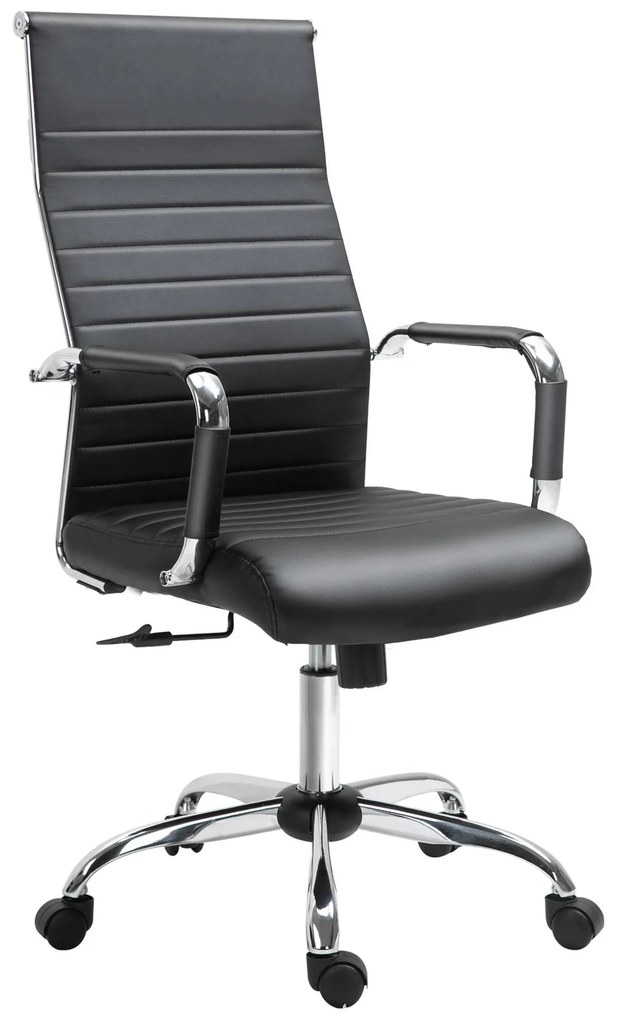 Vinsetto Cadeira Escritório Ergonômica Giratoria 360° Inclinável com Altura Ajustável Rodas Apoio de Braços 54x62x104-114 cm Preto | Aosom Portugal