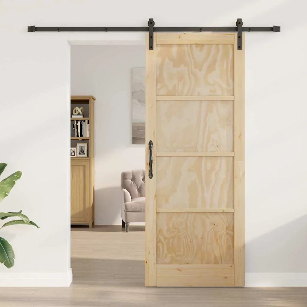 Porta Deslizante vidaXL com Kit de Ferragens 83x211 cm de Madeira de P
