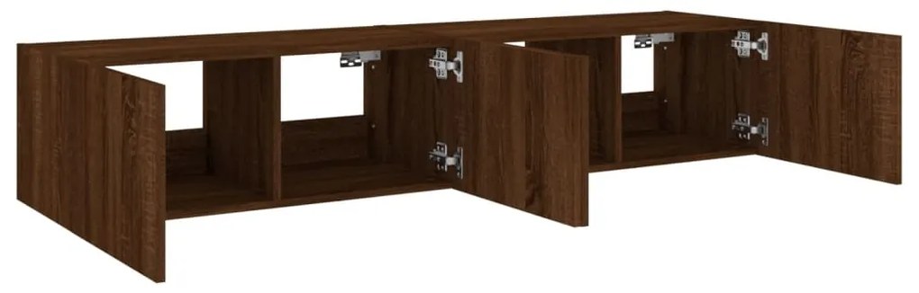 Móveis de parede para TV com luzes LED 2 pcs carvalho castanho
