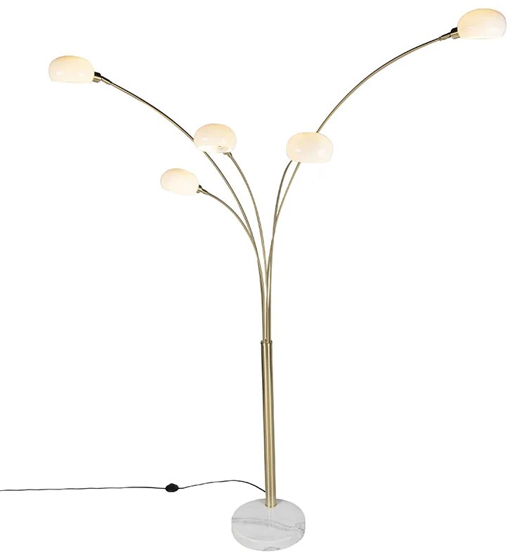 Candeeiro de pé Art Deco dourado 5-luzes - Sixties Marmo Moderno,Design