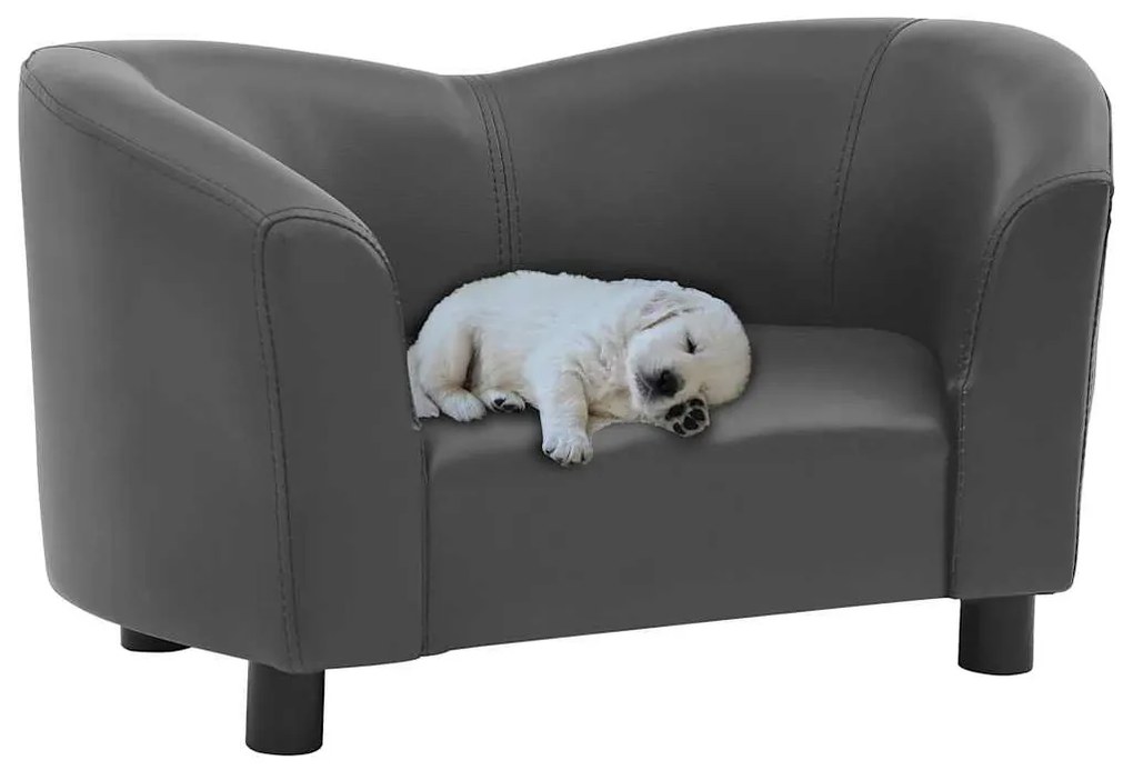 Sofá para cães 67x41x39 cm couro artificial cinzento