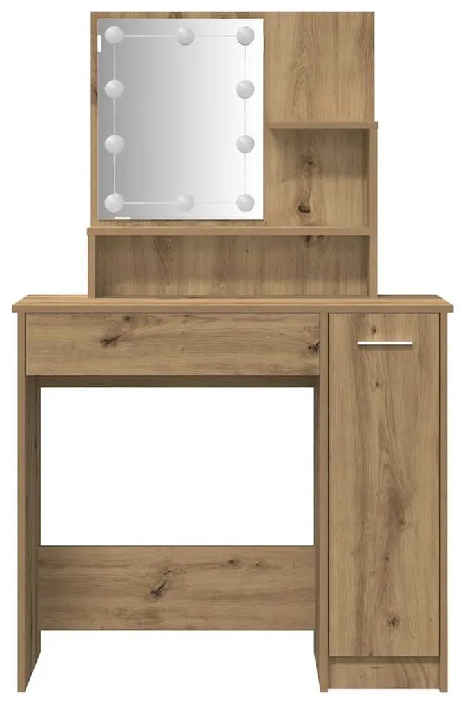 Conjunto penteadeiracom LED deriv. madeira carvalho artisiano