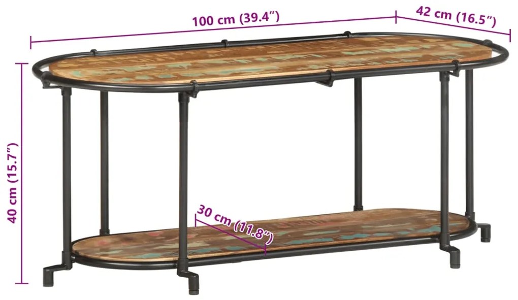 Móvel de TV 100x42x40 cm madeira recuperada maciça