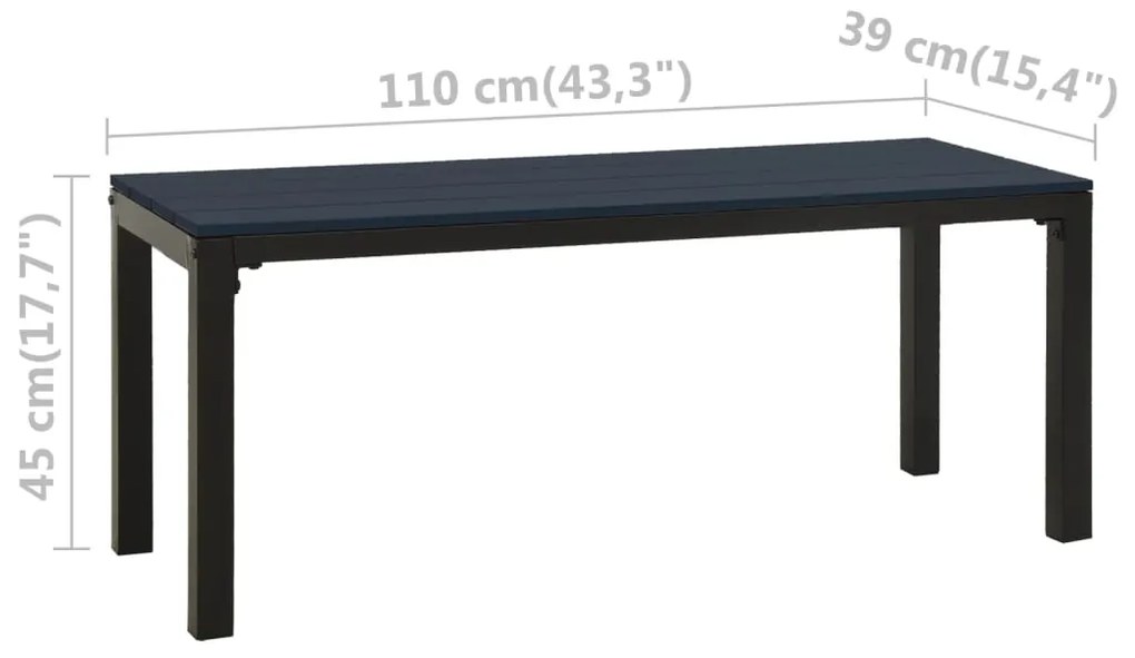 Banco de jardim 110 cm aço e WPC preto