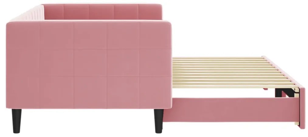 Sofá-cama com gavetão 90x200 cm veludo rosa