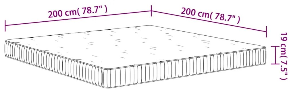 Colchão de molas ensacadas médio 200x200 cm