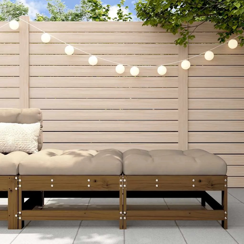 Apoios pés jardim c/ almofadões 2 pcs pinho maciço castanho-mel
