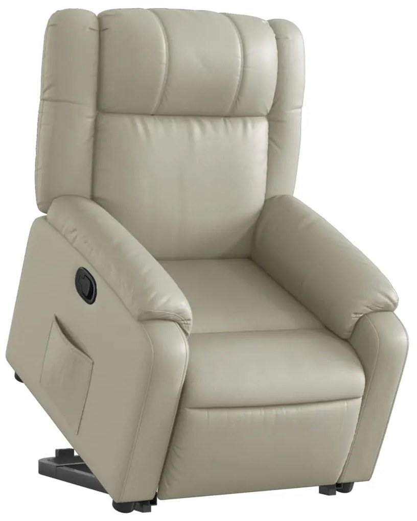 Poltrona reclinável elevatória couro artificial cor creme