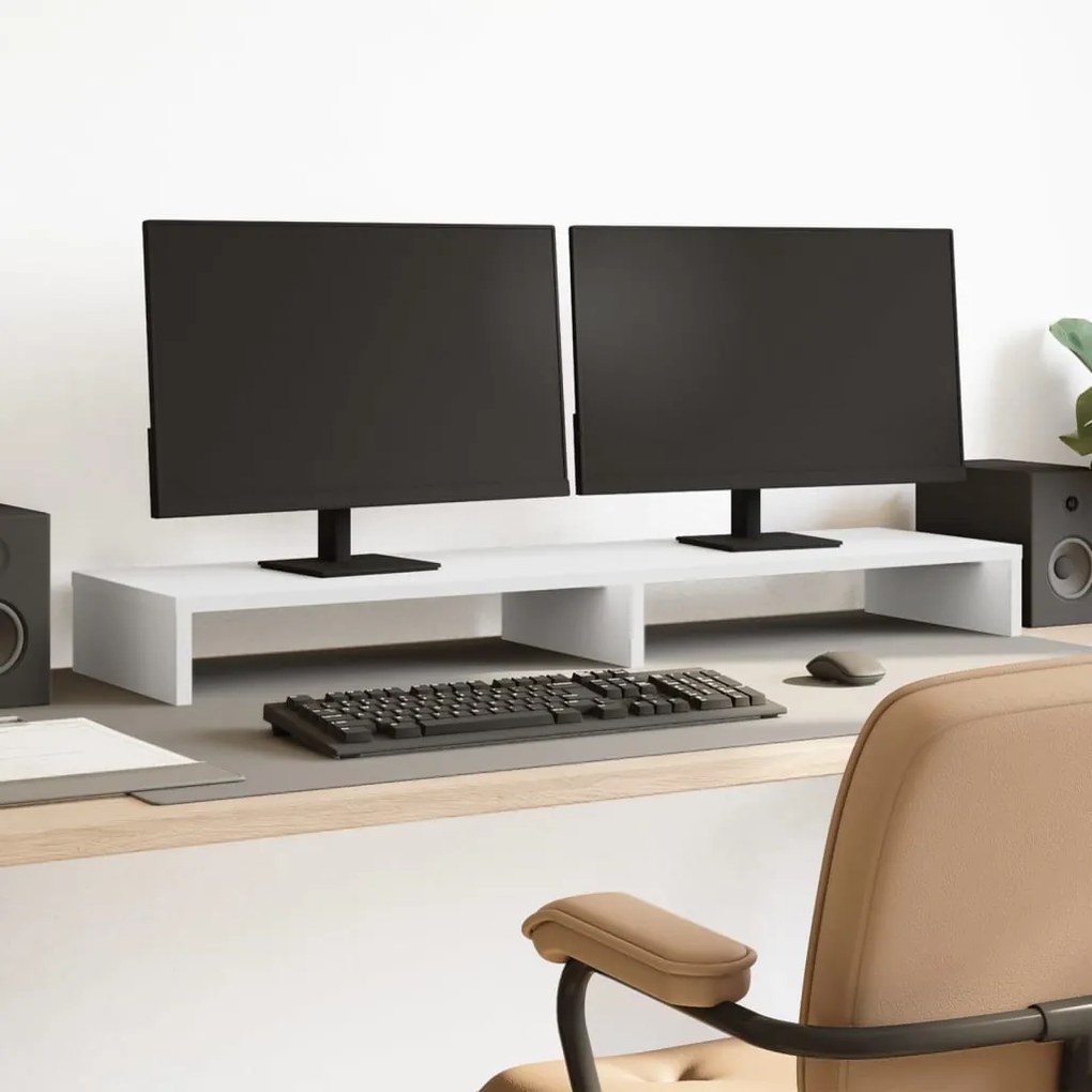 vidaXL Suporte para monitor 100x27x10 cm derivados de madeira branco