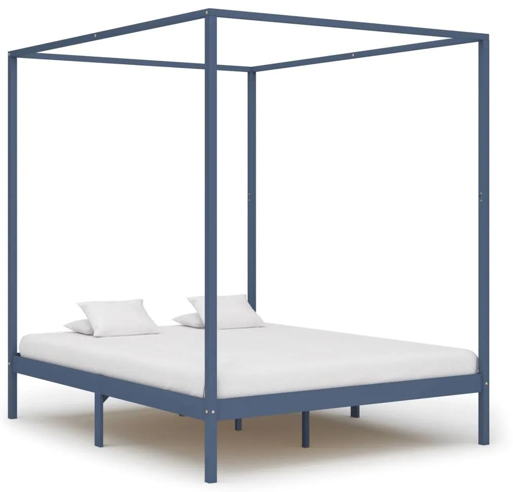 Estrutura de cama com toldo 180x200 cm pinho maciço cinzento