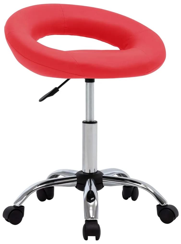 323665 vidaXL Cadeira de trabalho com rodas couro artificial vermelho