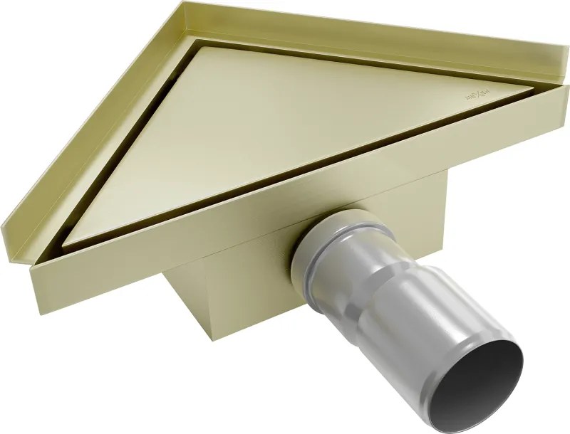 Mexen Flat-T M13 ralo de piso triangular 20 x 20 cm, dourado escovado - 1A10320